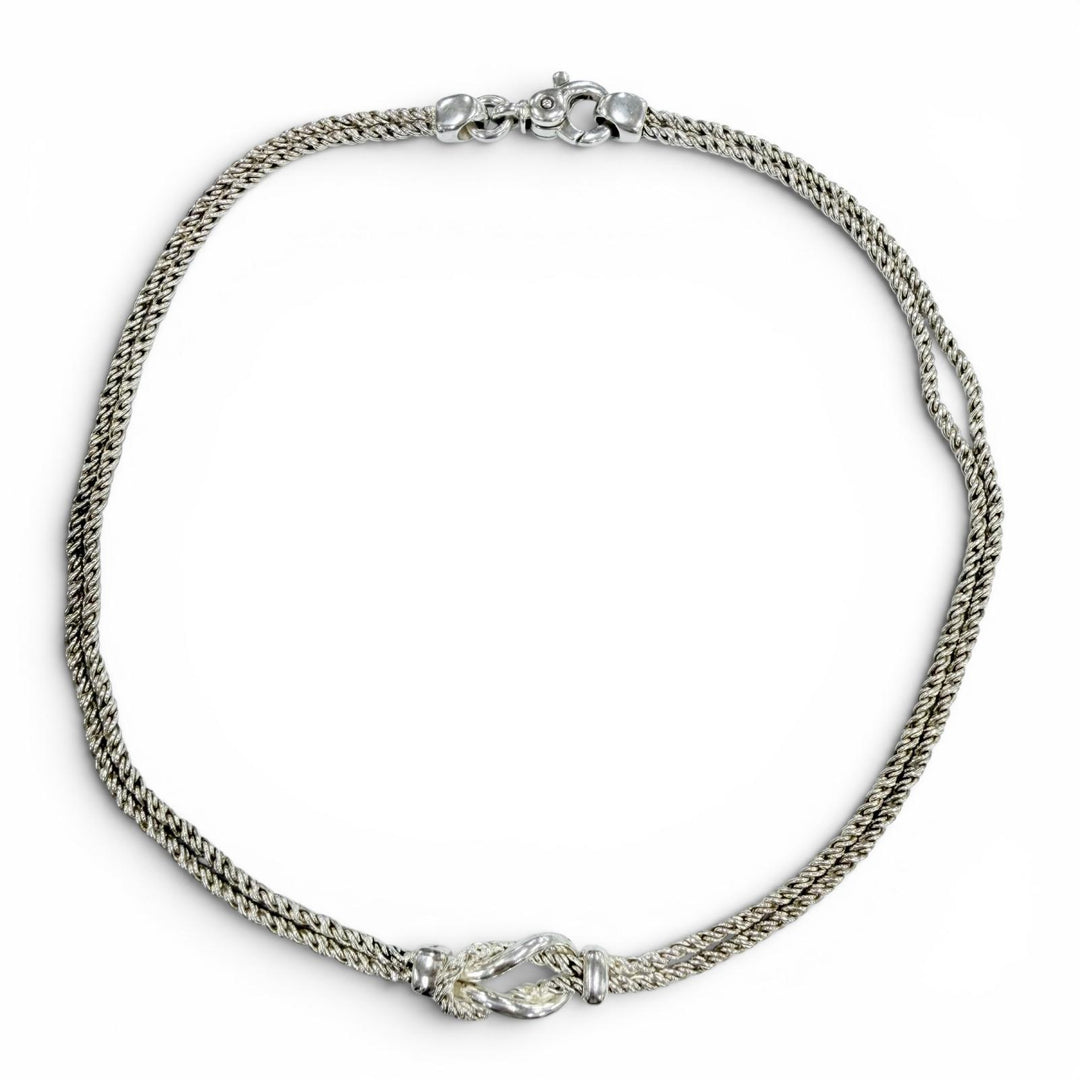 Great TIFFANY&Co. Necklace Double rope center knot Silver 925 Women