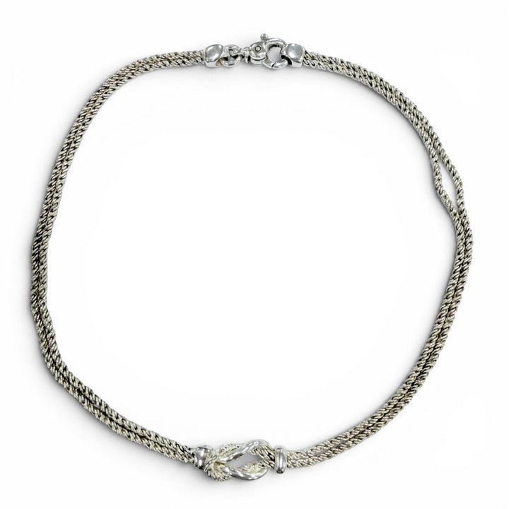 Great TIFFANY&Co. Necklace Double rope center knot Silver 925 Women