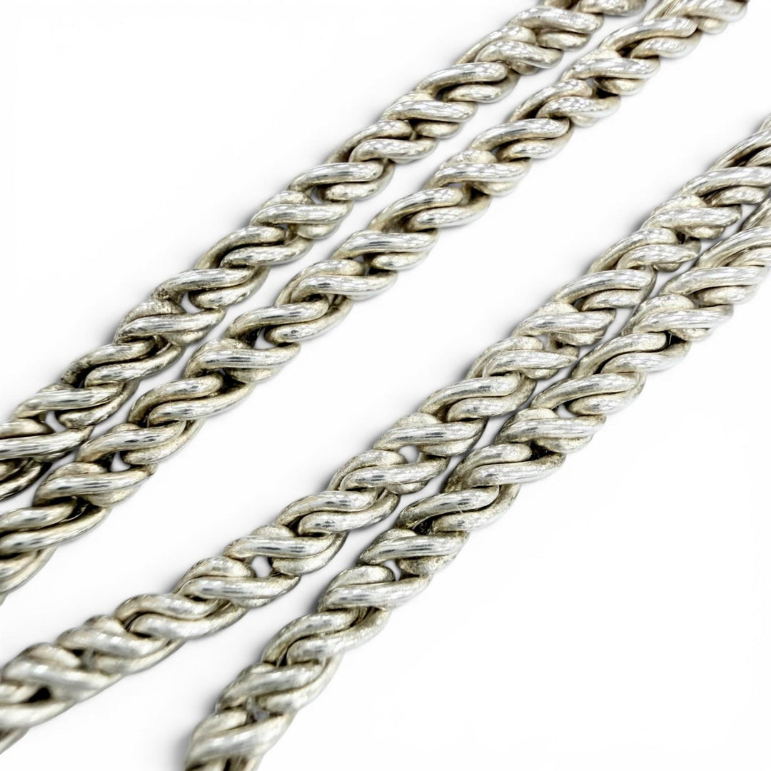 Great TIFFANY&Co. Necklace Double rope center knot Silver 925 Women