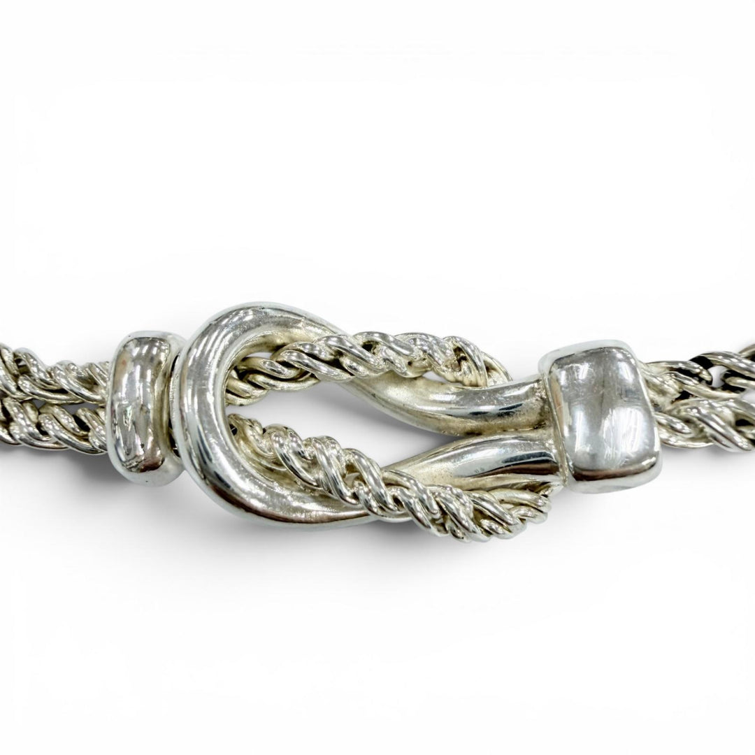 Great TIFFANY&Co. Necklace Double rope center knot Silver 925 Women