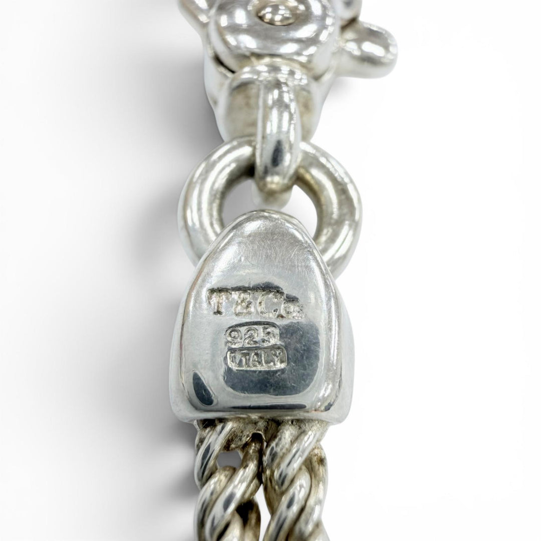 Great TIFFANY&Co. Necklace Double rope center knot Silver 925 Women
