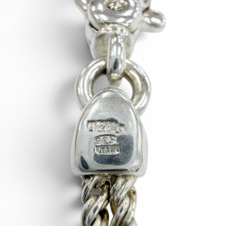 Great TIFFANY&Co. Necklace Double rope center knot Silver 925 Women