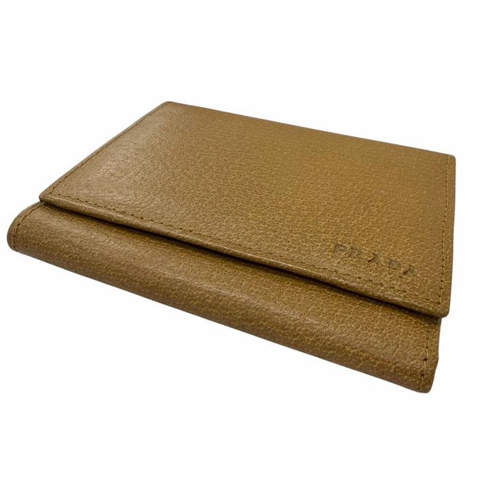 Excellent PRADA Tri-fold wallet Logo-embossed compact wallet CUOIO