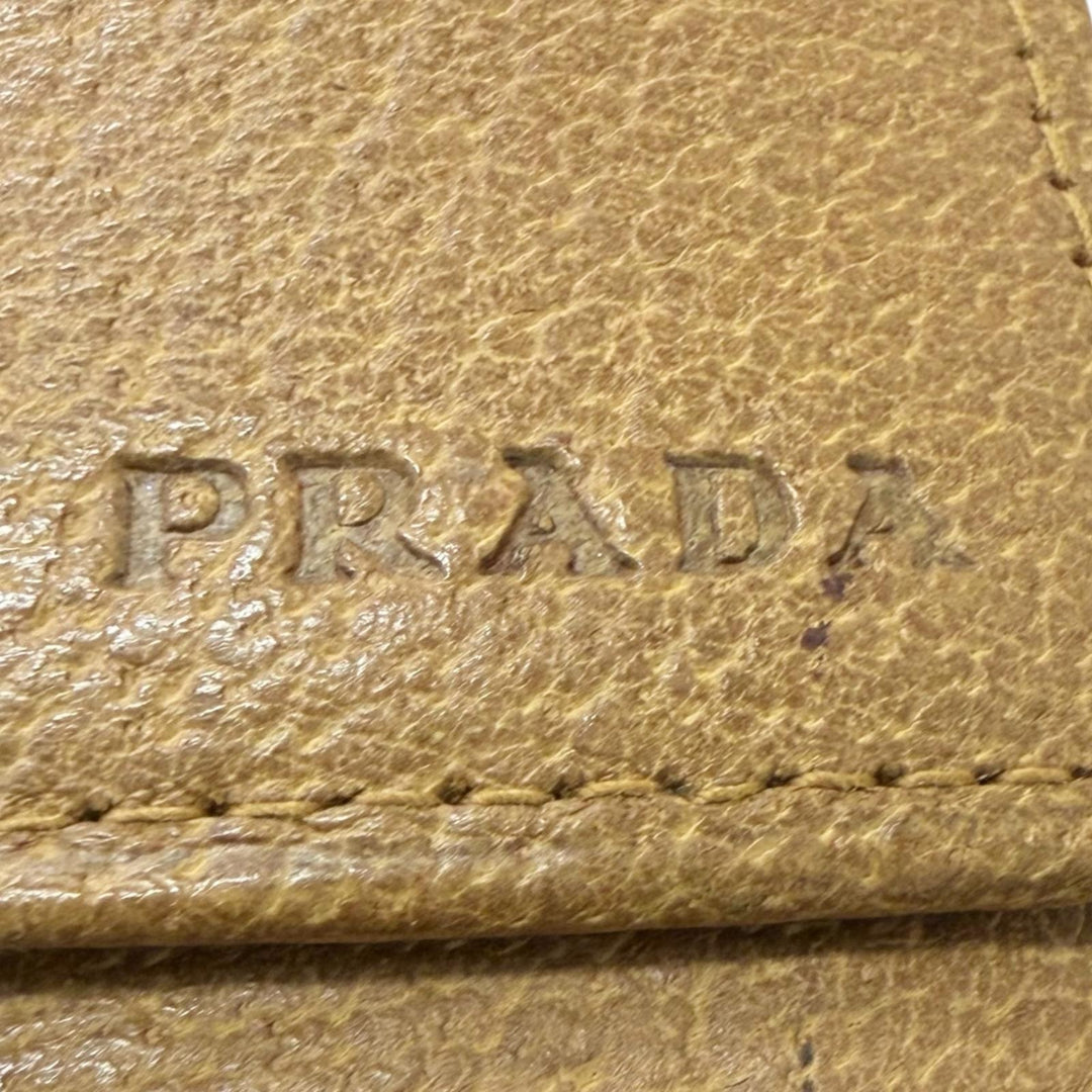 Excellent PRADA Tri-fold wallet Logo-embossed compact wallet CUOIO