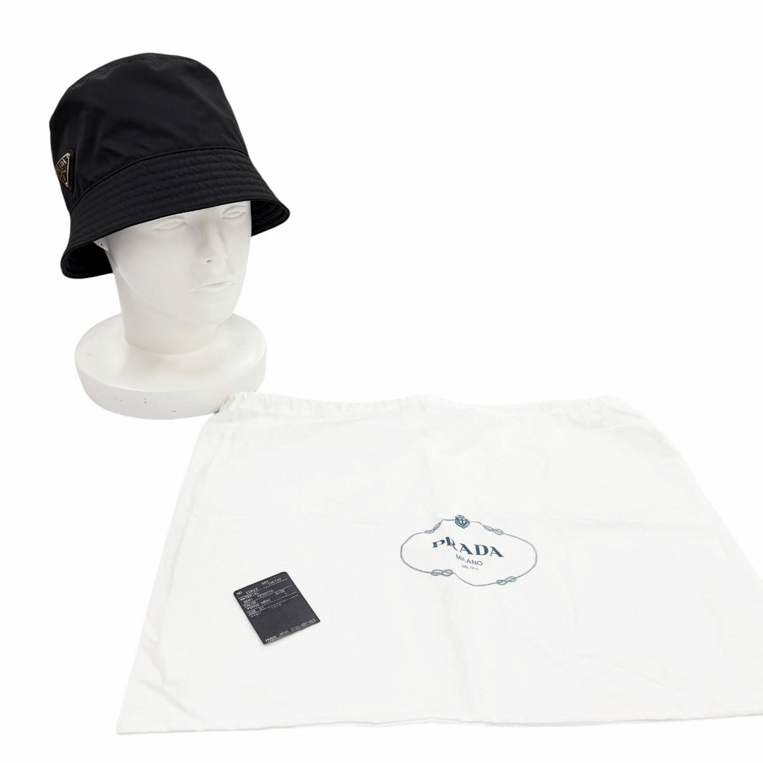 Excellent PRADA hat black recycled polyamide Women L 1HC137