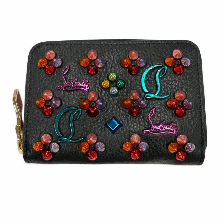 Excellent Christian Louboutin Coin case Panettone studs black leather Women