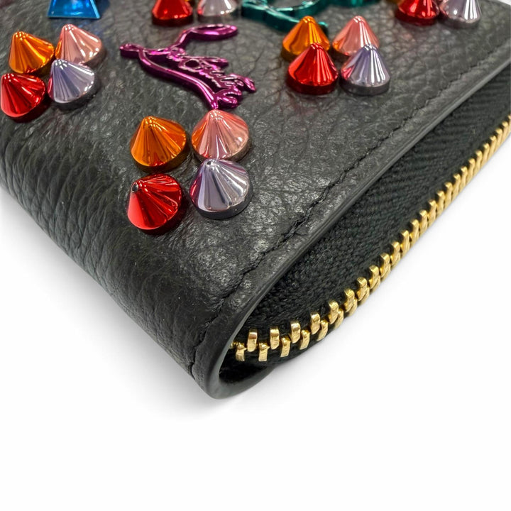 Excellent Christian Louboutin Coin case Panettone studs black leather Women