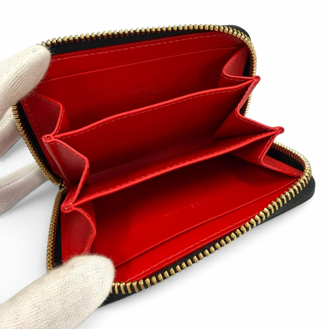 Excellent Christian Louboutin Coin case Panettone studs black leather Women