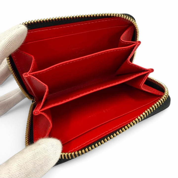 Excellent Christian Louboutin Coin case Panettone studs black leather Women