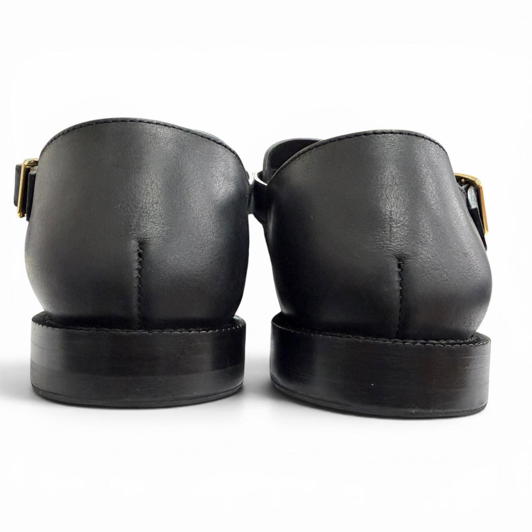 Great LOEWE Sandals CAMPO SANDAL Logo buckle Gurkha sandals, flat. black leather