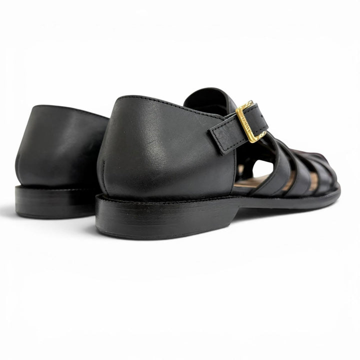 Great LOEWE Sandals CAMPO SANDAL Logo buckle Gurkha sandals, flat. black leather