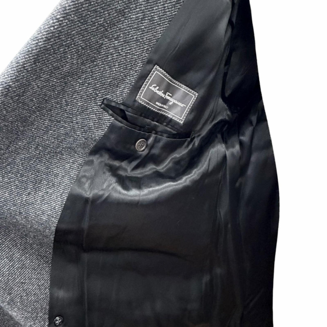 Excellent Salvatore Ferragamo Chester coat Double Breasted Long Charcoal gray 52