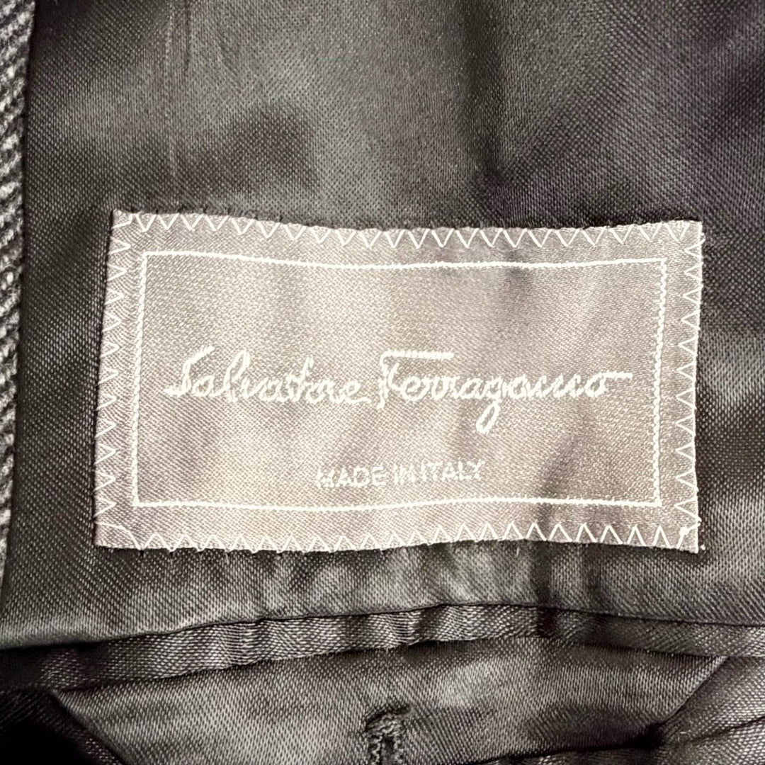 Excellent Salvatore Ferragamo Chester coat Double Breasted Long Charcoal gray 52