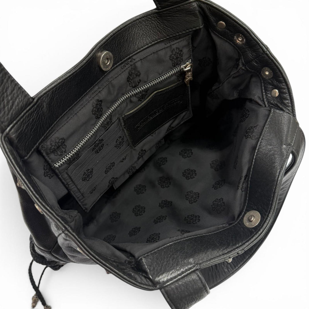 Great CHROME HEARTS Tote Bag JJ Dean Large Riders Jacket black leather mens