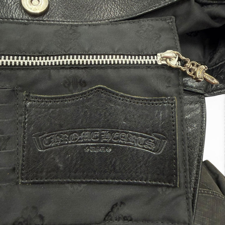 Great CHROME HEARTS Tote Bag JJ Dean Large Riders Jacket black leather mens