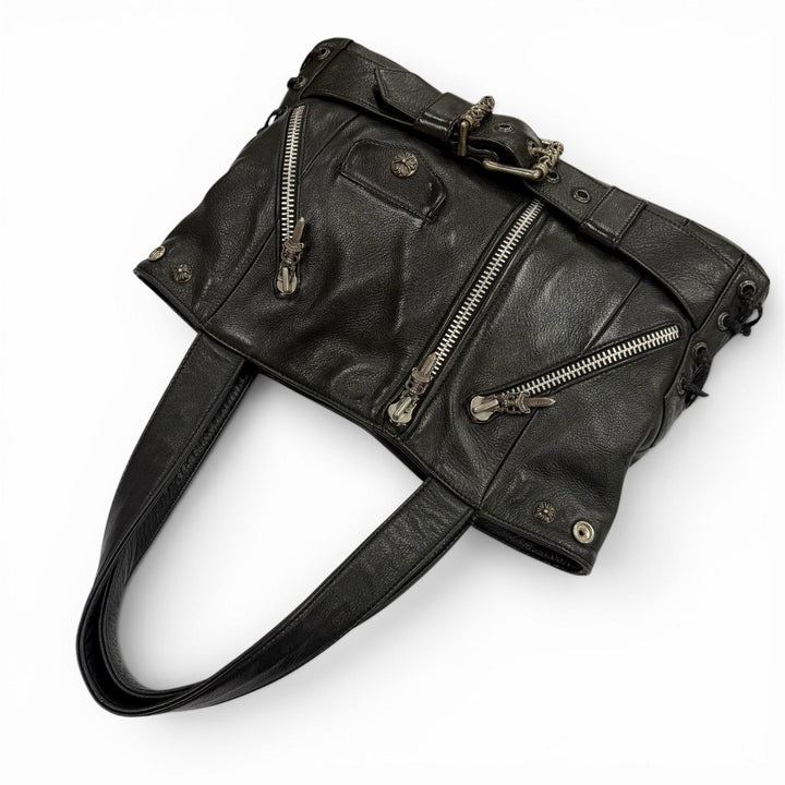 Great CHROME HEARTS Tote Bag JJ Dean Large Riders Jacket black leather mens