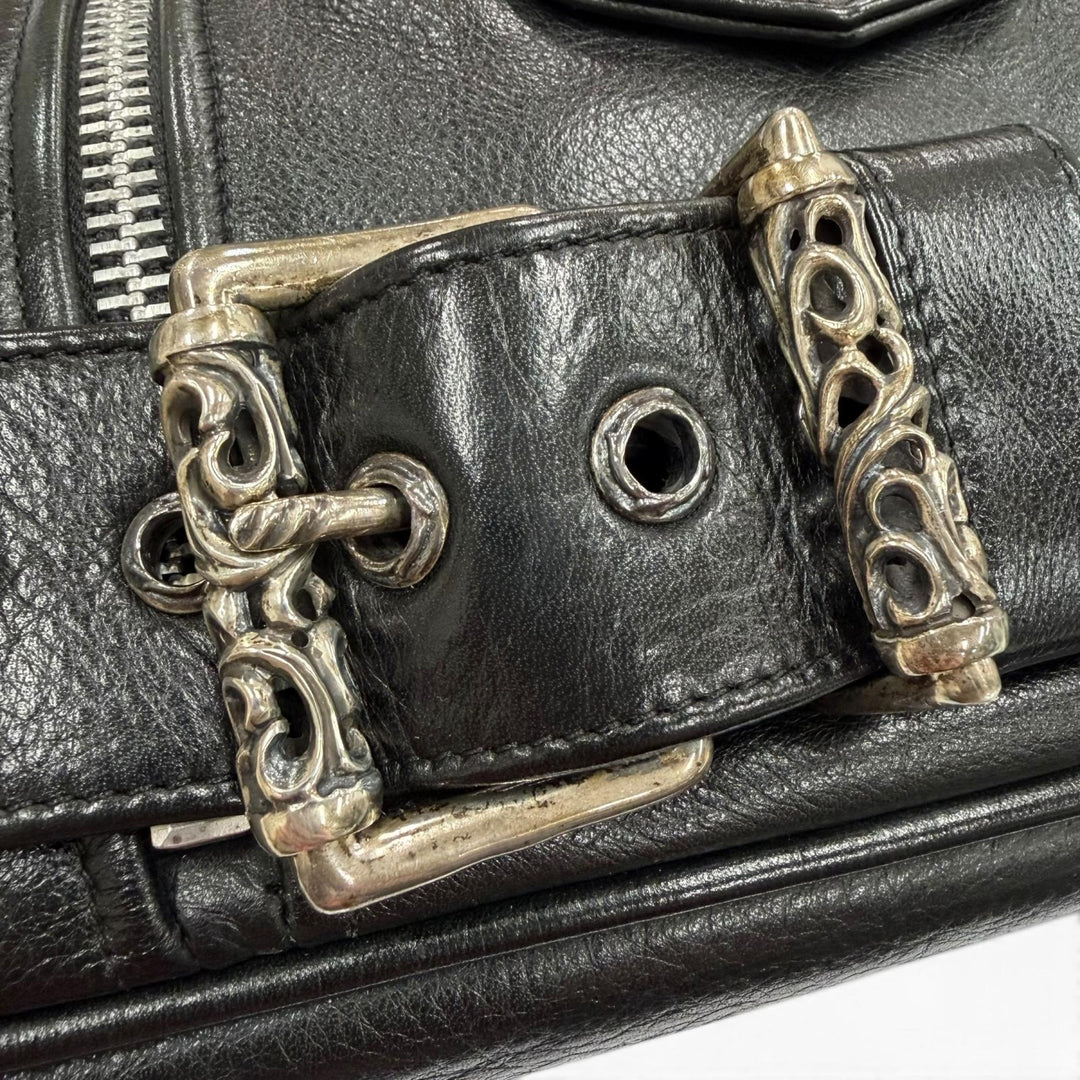 Great CHROME HEARTS Tote Bag JJ Dean Large Riders Jacket black leather mens
