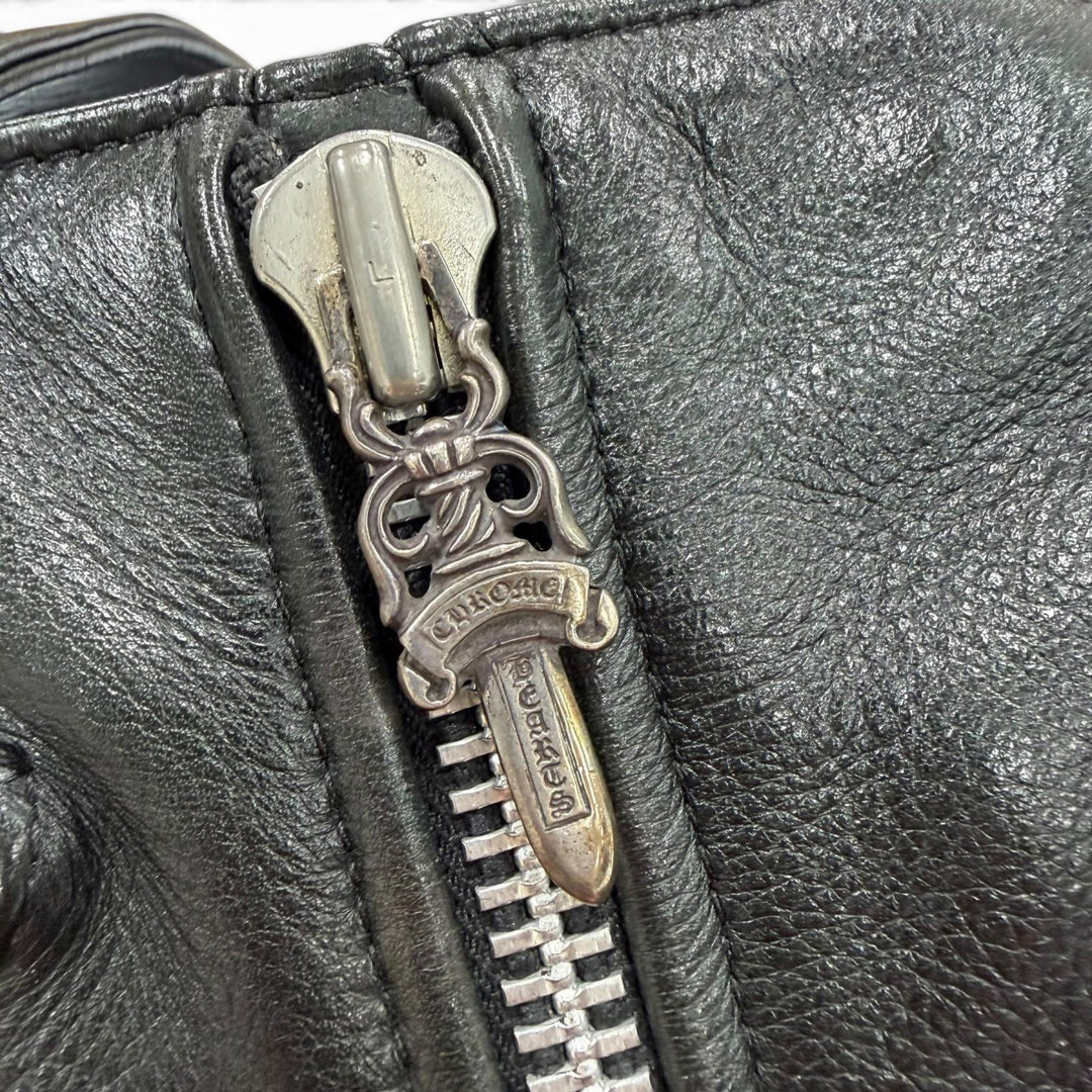Great CHROME HEARTS Tote Bag JJ Dean Large Riders Jacket black leather mens