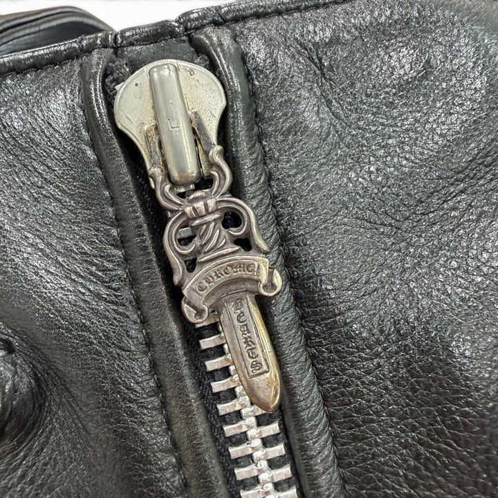 Great CHROME HEARTS Tote Bag JJ Dean Large Riders Jacket black leather mens