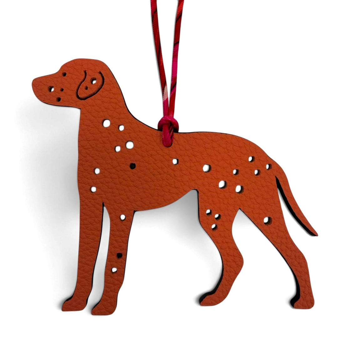 Excellent HERMES Bag charm Petit Ash Dog Dalmatian leather Women