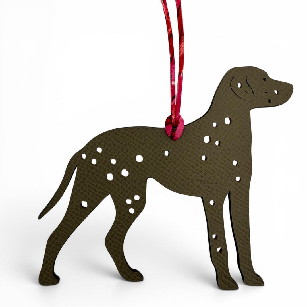 Excellent HERMES Bag charm Petit Ash Dog Dalmatian leather Women