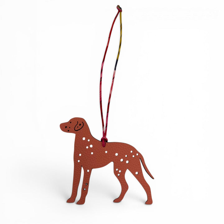 Excellent HERMES Bag charm Petit Ash Dog Dalmatian leather Women