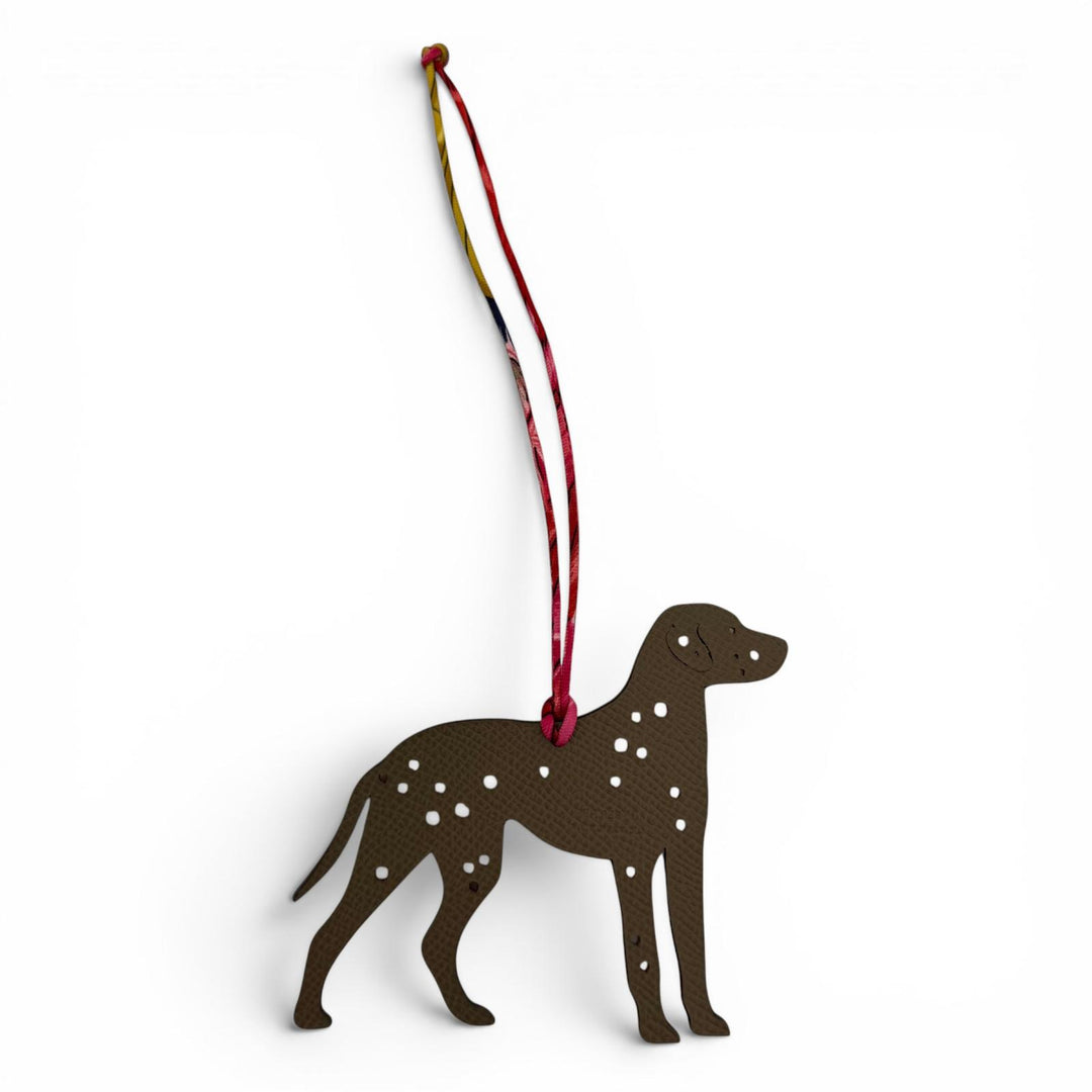 Excellent HERMES Bag charm Petit Ash Dog Dalmatian leather Women