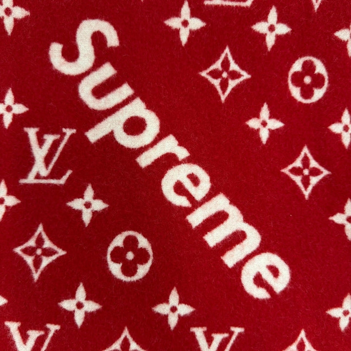 Great LOUIS VUITTON×Supreme Scarf fringe Red wool Women MP1890