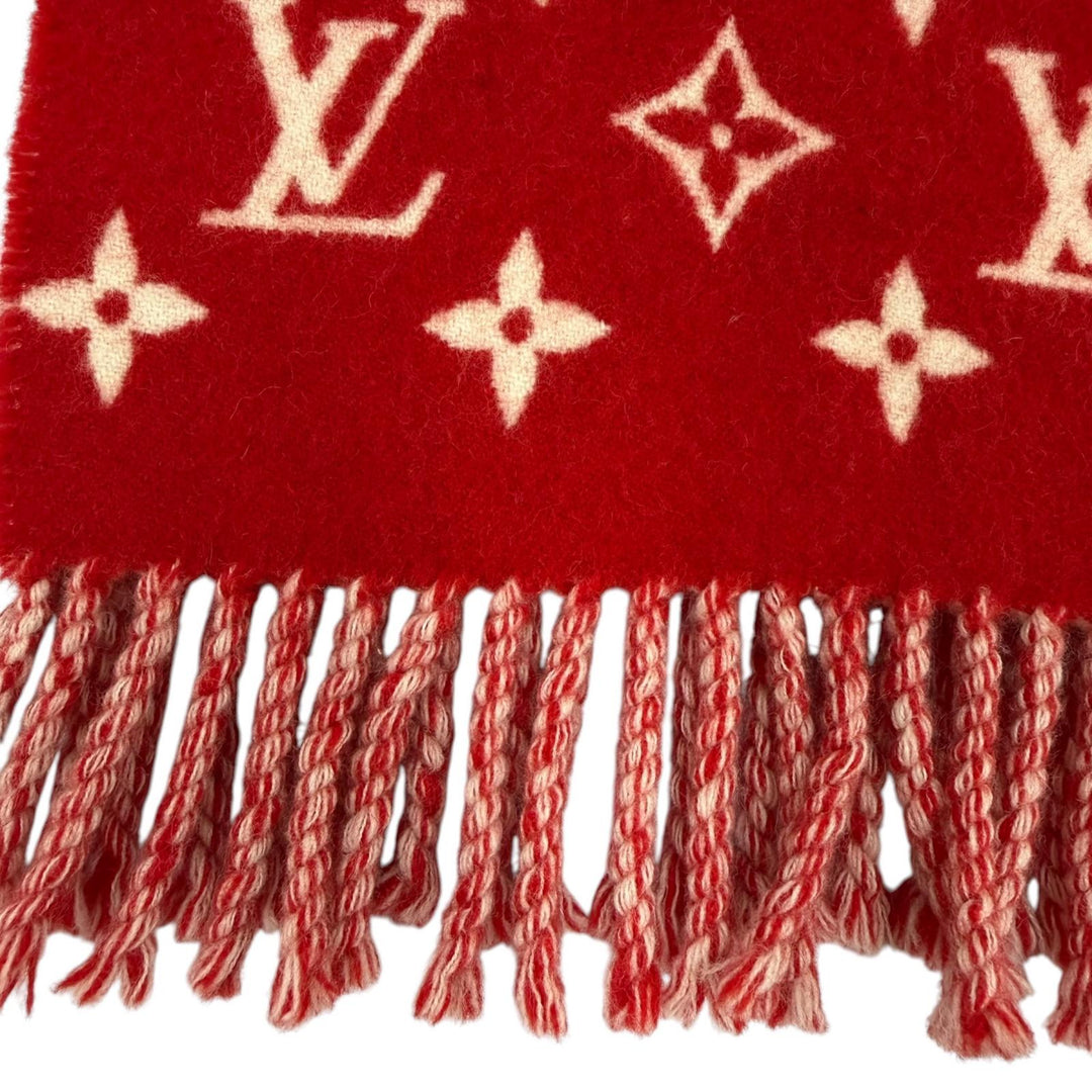 Great LOUIS VUITTON×Supreme Scarf fringe Red wool Women MP1890