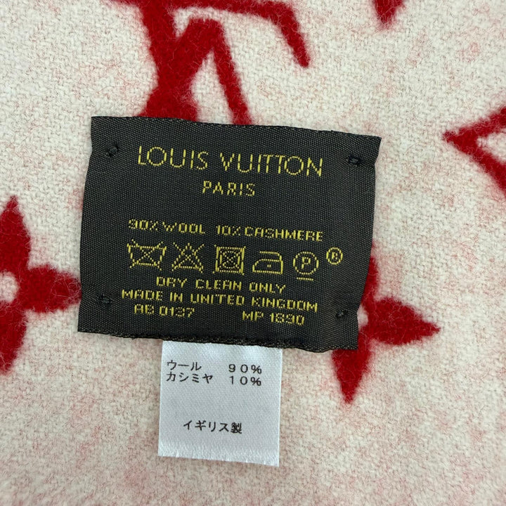 Great LOUIS VUITTON×Supreme Scarf fringe Red wool Women MP1890