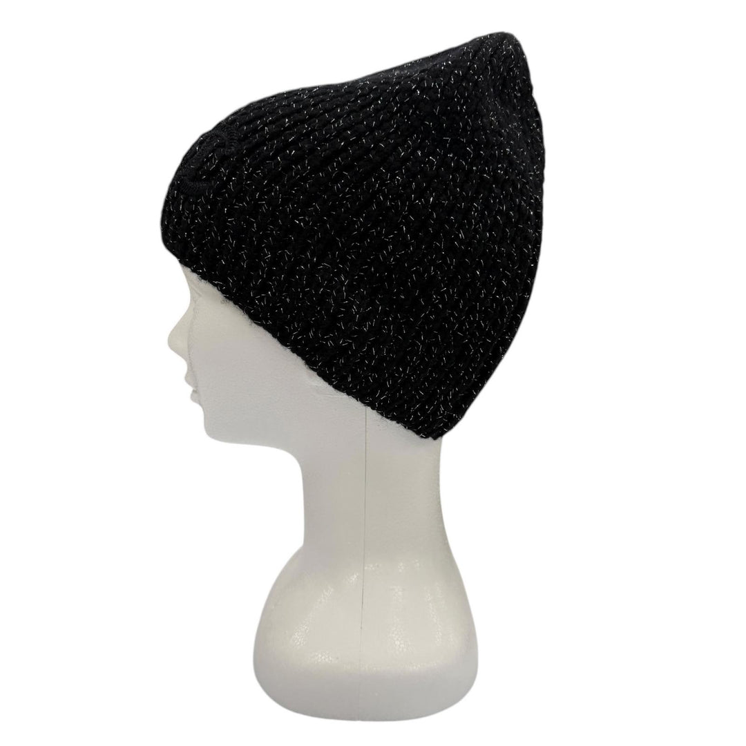 Excellent CHANEL Knit cap Cruise Collection CocoMake Glitter Hat black AAB710