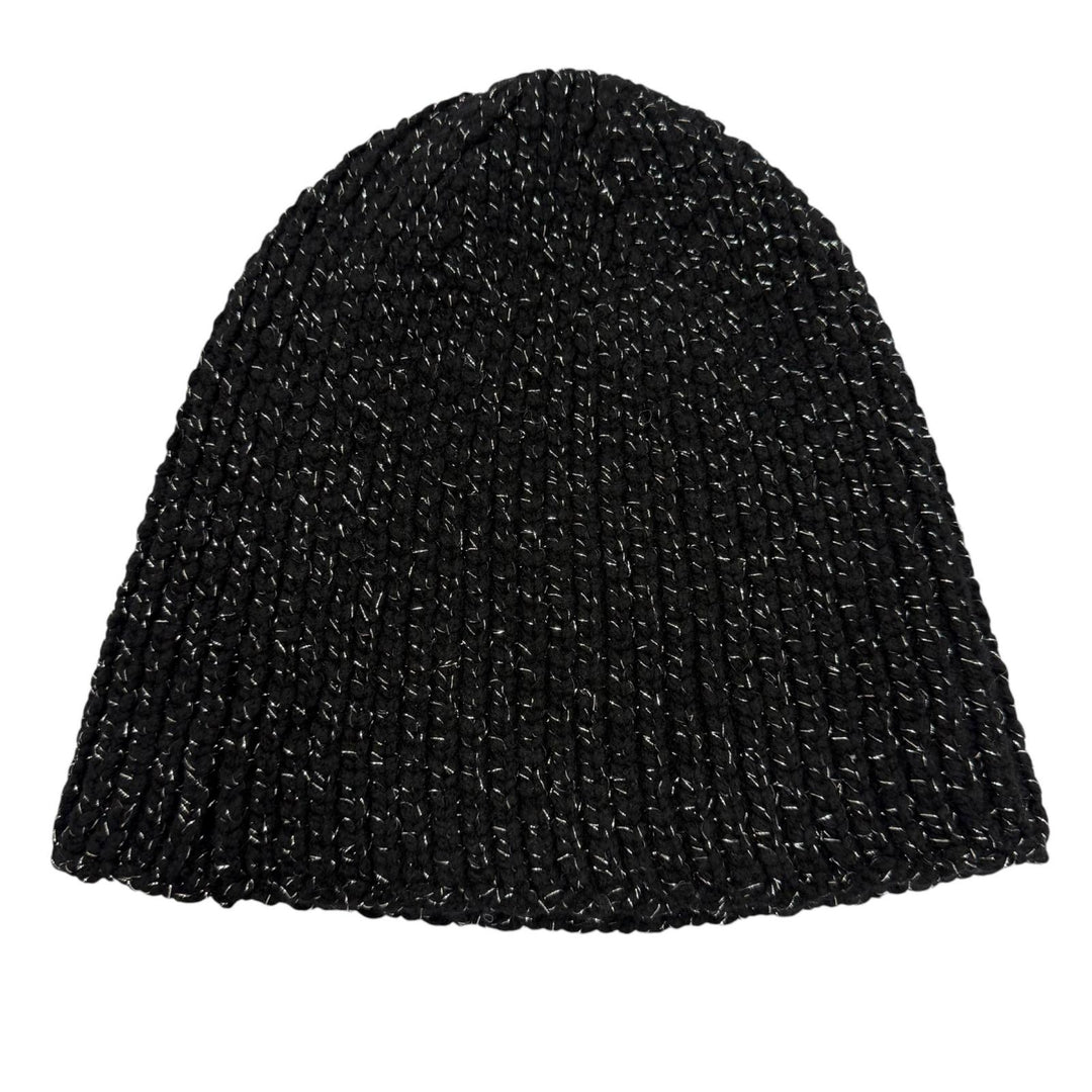 Excellent CHANEL Knit cap Cruise Collection CocoMake Glitter Hat black AAB710