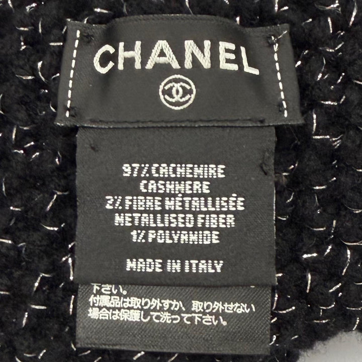 Excellent CHANEL Knit cap Cruise Collection CocoMake Glitter Hat black AAB710