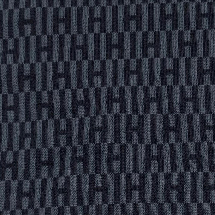 Pristine HERMES Scarf H logo all-over print stole Navy cashmere mens