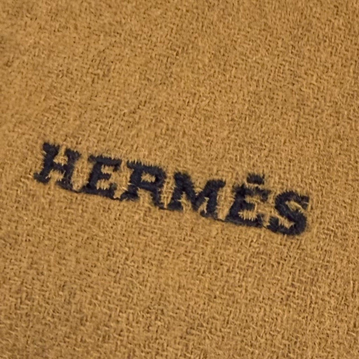 Excellent HERMES Scarf Recto Verso Brown cashmere mens