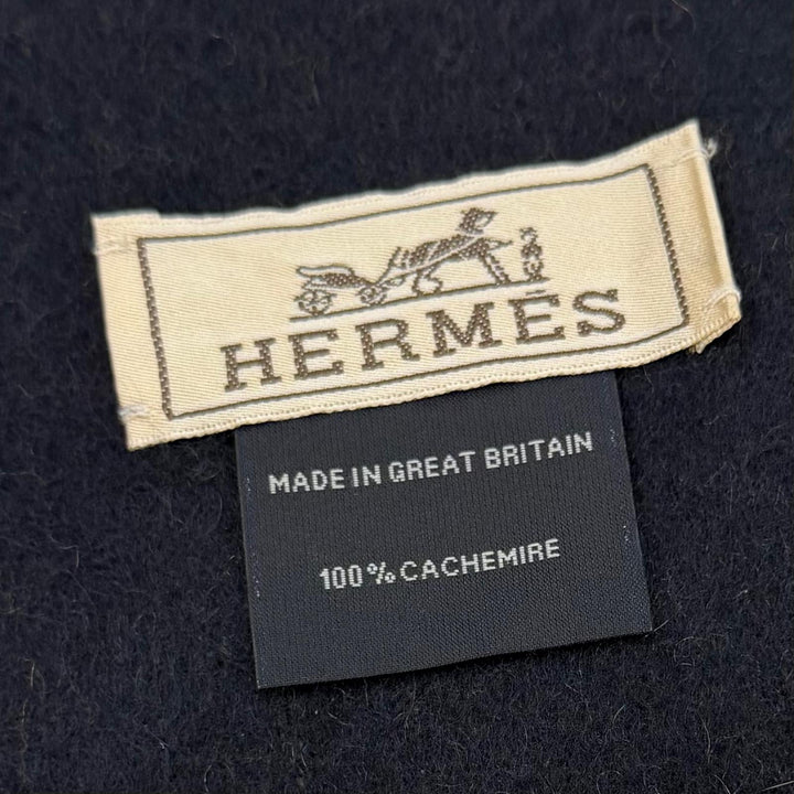 Excellent HERMES Scarf Recto Verso Brown cashmere mens