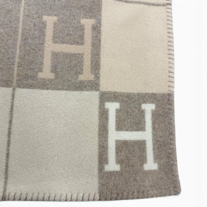 Pristine HERMES blanket Plaid Avalon III wool Women