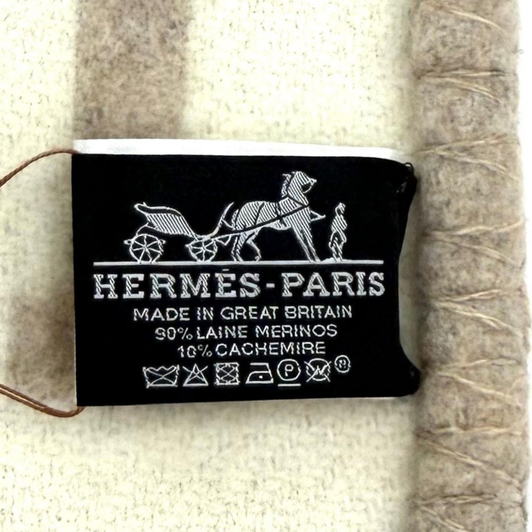 Pristine HERMES blanket Plaid Avalon III wool Women