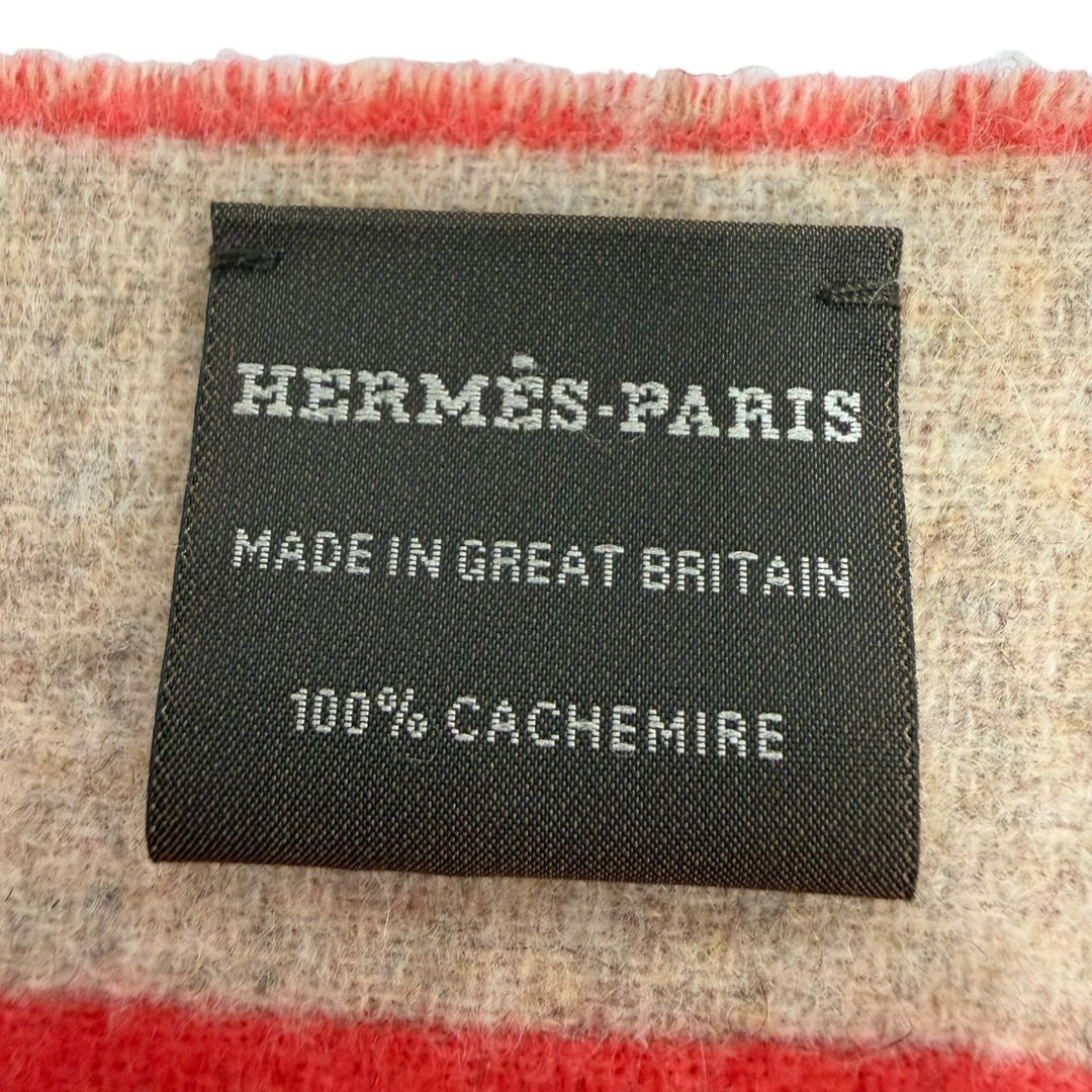 Excellent HERMES Scarf Love Story Scarf Horse pattern with fringe Red cashmere