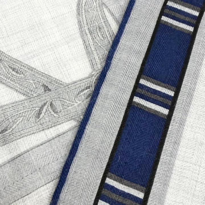 Excellent HERMES Stall Rectangle Retort Echestre Navy cashmere mens