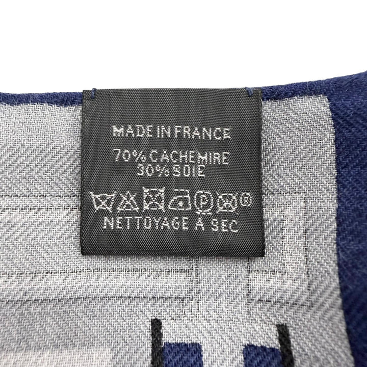 Excellent HERMES Stall Rectangle Retort Echestre Navy cashmere mens