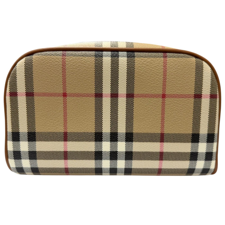 Pristine BURBERRY Pouch Novacheck Archive Check beige leather Women 8094419