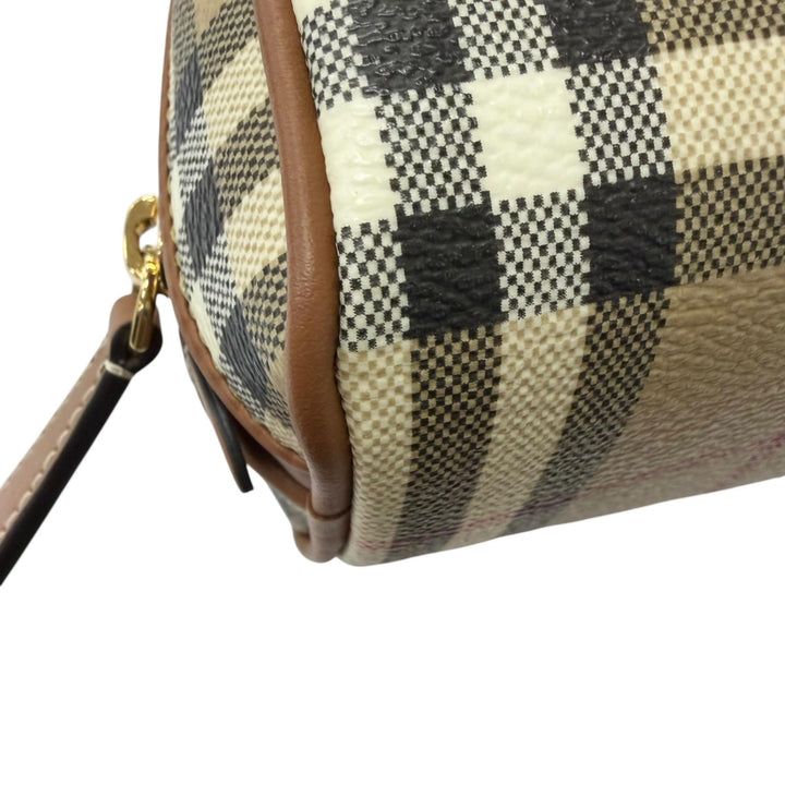Pristine BURBERRY Pouch Novacheck Archive Check beige leather Women 8094419