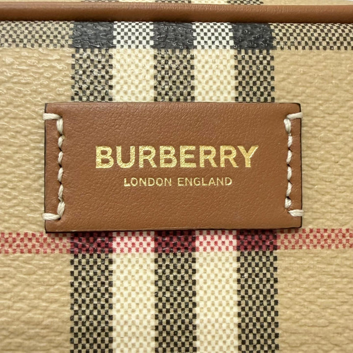 Pristine BURBERRY Pouch Novacheck Archive Check beige leather Women 8094419