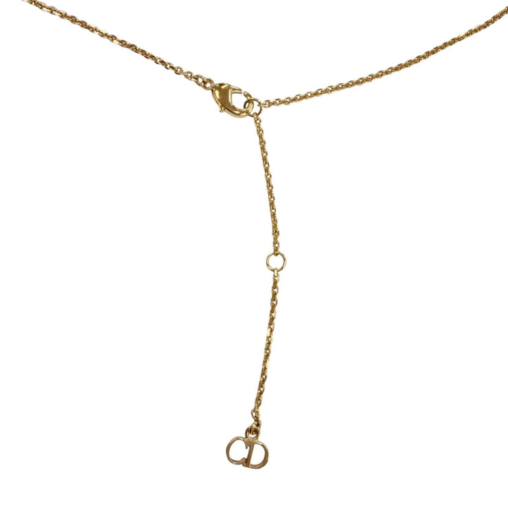 Excellent Christian Dior Clair D Lune Necklace CD logo rhinestone gold Women