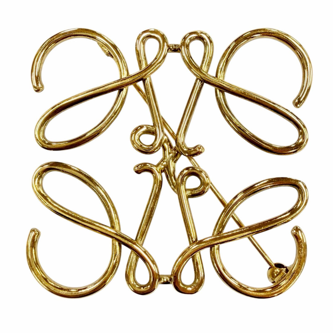 Excellent LOEWE Brooch ANAGRAM logo gold Women