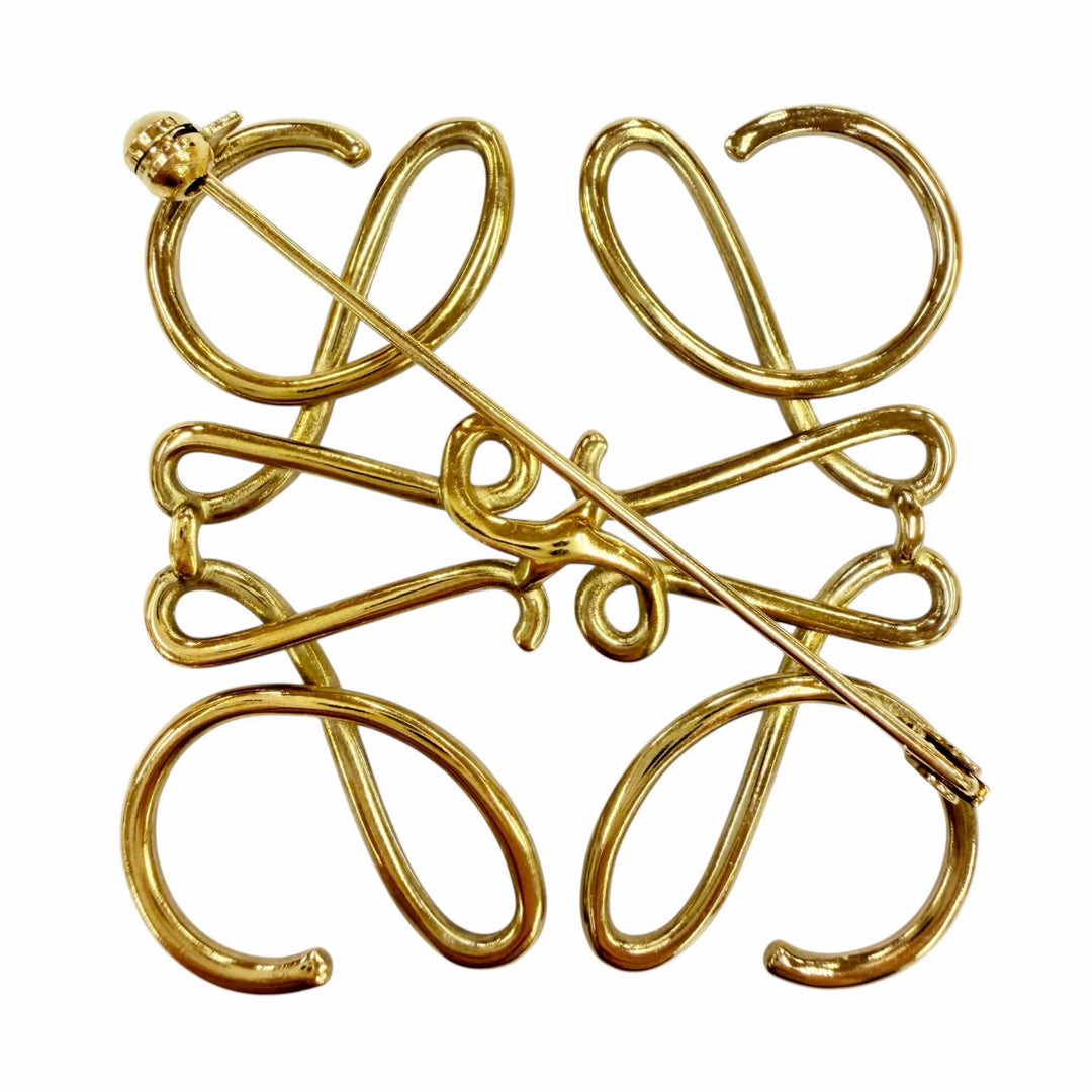 Excellent LOEWE Brooch ANAGRAM logo gold Women
