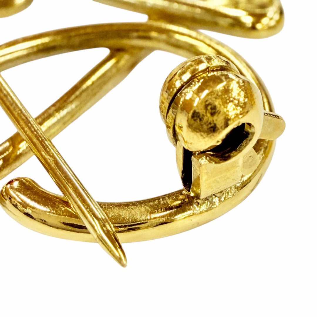 Excellent LOEWE Brooch ANAGRAM logo gold Women