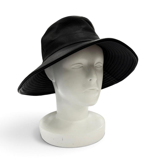 Excellent HERMES hat Deerskin Bucket Hat black Deerskin Women 56