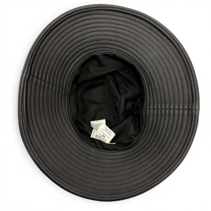 Excellent HERMES hat Deerskin Bucket Hat black Deerskin Women 56